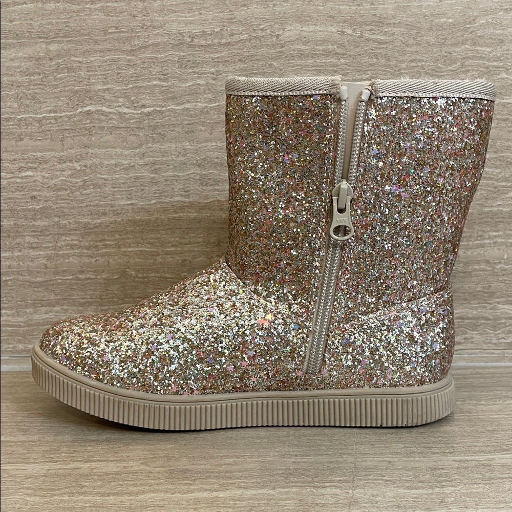 CAT & JACK NWOT Girls Size 3 Gold Glittery Multicolor Comfy Boots - Picture 3 of 10